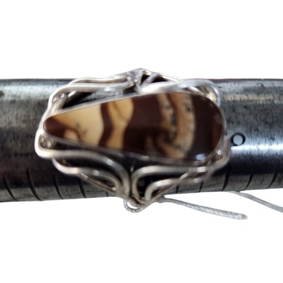 Ring Band Montana Agate Silver Stone 25 x 10 mm Size 10  6.3 gr   Jerry Fran Har - Picture 13 of 15